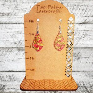 Crime Scene Tape Acrylic Earrings - Elongated Tear Drop